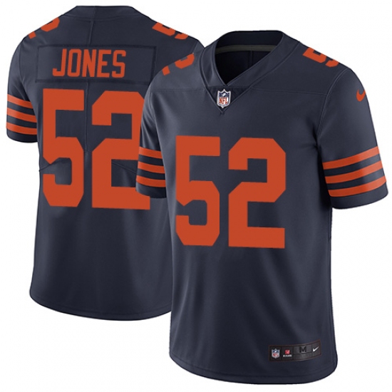 Men's Nike Chicago Bears 52 Christian Jones Navy Blue Alternate Vapor Untouchable Limited Player NFL Jersey