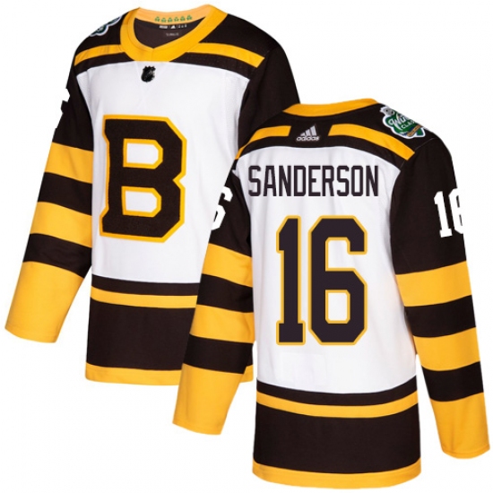 Men's Adidas Boston Bruins 16 Derek Sanderson Authentic White 2019 Winter Classic NHL Jersey