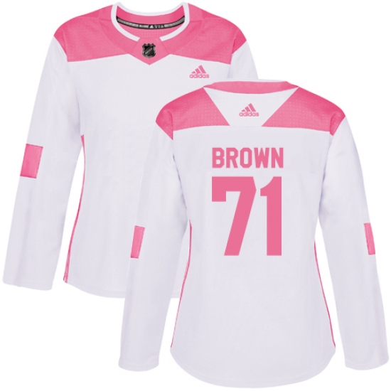 Women's Adidas Minnesota Wild 71 J TBrown Authentic White Pink Fashion NHL Jersey