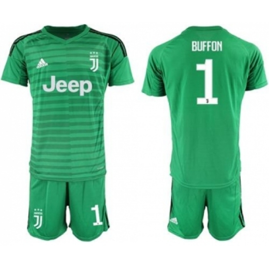 Juventus 1 Buffon Green Goalkeeper Soccer Club Jersey