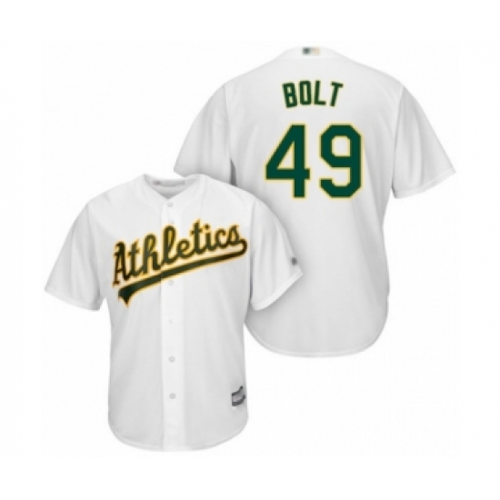 Youth Oakland Athletics 49 Skye Bolt Authentic White Home Cool Base Baseball Player Jersey