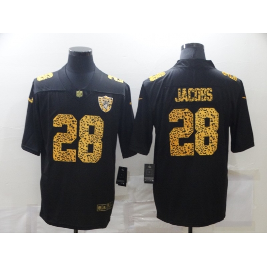 Men's Oakland Raiders 28 Josh Jacobs Black Nike Leopard Print Jersey