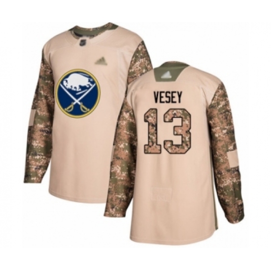 Men's Buffalo Sabres 13 Jimmy Vesey Authentic Camo Veterans Day Practice Hockey Jersey