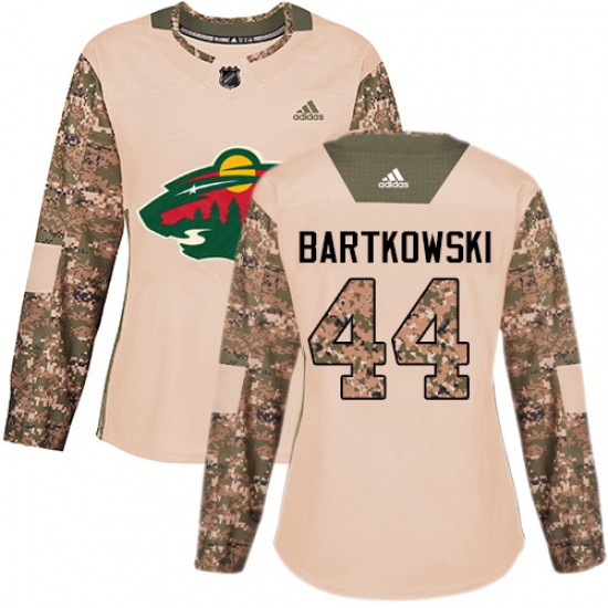 Women's Adidas Minnesota Wild 44 Matt Bartkowski Authentic Camo Veterans Day Practice NHL Jersey