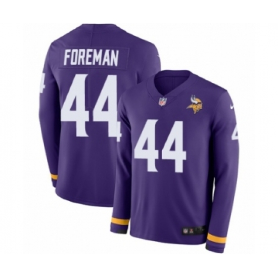 Men's Nike Minnesota Vikings 44 Chuck Foreman Limited Purple Therma Long Sleeve NFL Jersey