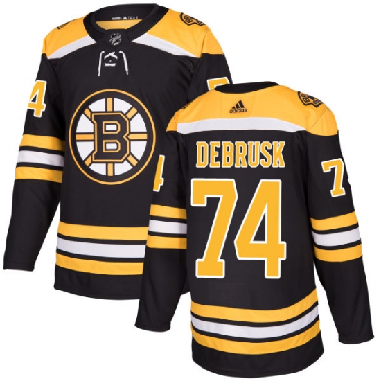 Youth Adidas Boston Bruins 74 Jake DeBrusk Authentic Black Home NHL Jersey