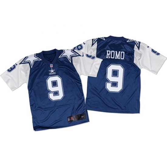 Men's Nike Dallas Cowboys 9 Tony Romo Elite Navy/White Throwback NFL Jersey