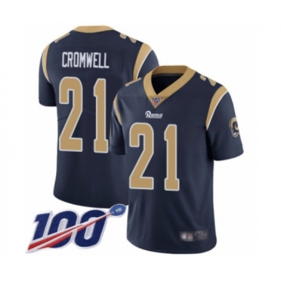 Men's Los Angeles Rams 21 Nolan Cromwell Navy Blue Team Color Vapor Untouchable Limited Player 100th Season Football Jersey