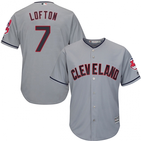 Men's Majestic Cleveland Indians 7 Kenny Lofton Replica Grey Road Cool Base MLB Jersey
