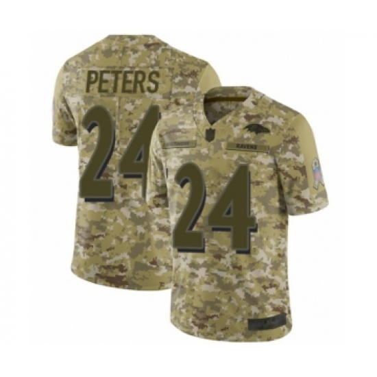 Youth Baltimore Ravens 24 Marcus Peters Limited Camo 2018 Salute to Service Football Jersey