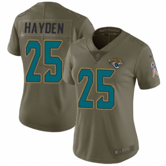 Women's Nike Jacksonville Jaguars 25 D.J. Hayden Limited Olive 2017 Salute to Service NFL Jersey