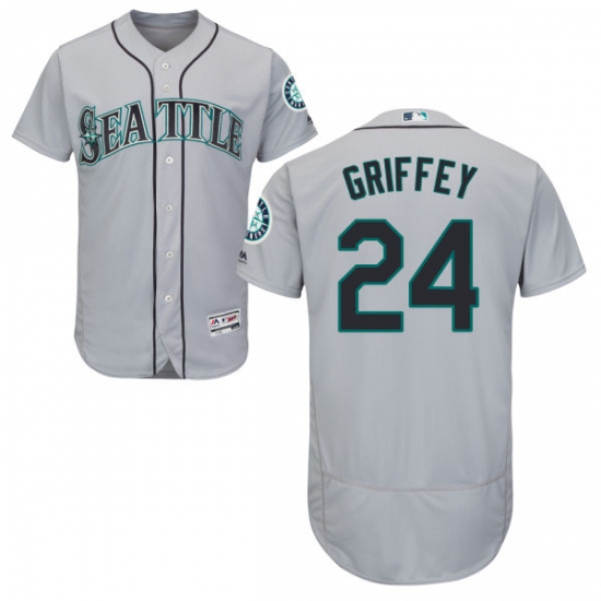 Men's Majestic Seattle Mariners 24 Ken Griffey Grey Road Flex Base Authentic Collection MLB Jersey