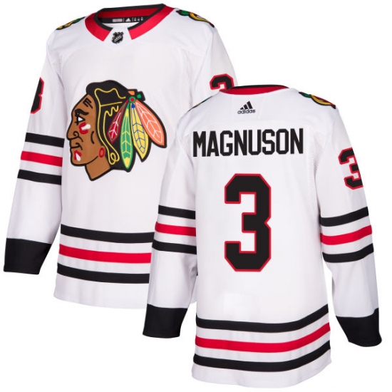 Women's Adidas Chicago Blackhawks 3 Keith Magnuson Authentic White Away NHL Jersey