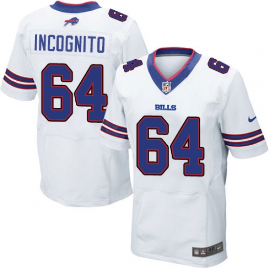 Men's Nike Buffalo Bills 64 Richie Incognito Elite White NFL Jersey