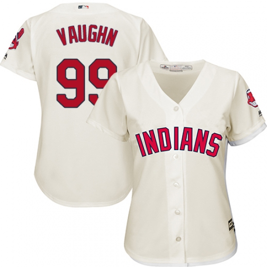 Women's Majestic Cleveland Indians 99 Ricky Vaughn Replica Cream Alternate 2 Cool Base MLB Jersey