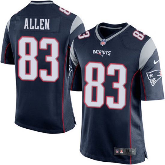 Men's Nike New England Patriots 83 Dwayne Allen Game Navy Blue Team Color NFL Jersey