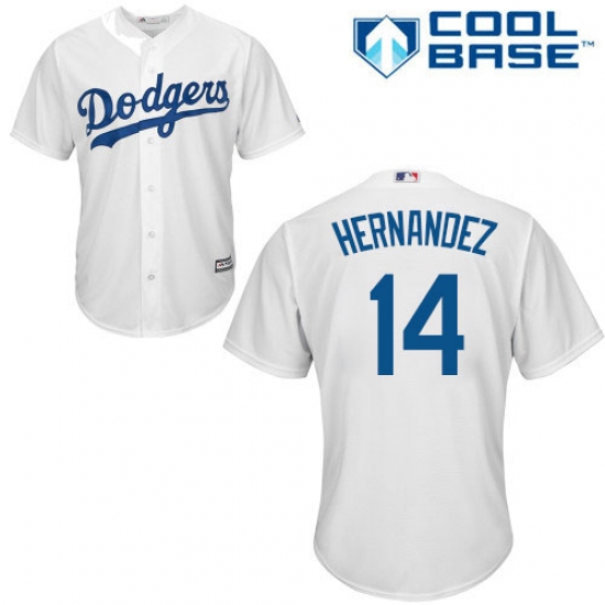 Men's Majestic Los Angeles Dodgers 14 Enrique Hernandez Replica White Home Cool Base MLB Jersey