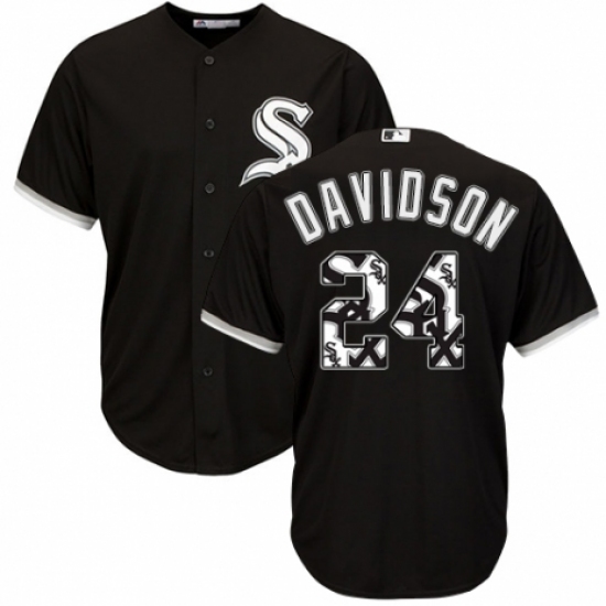 Men's Majestic Chicago White Sox 24 Matt Davidson Authentic Black Team Logo Fashion Cool Base MLB Jersey