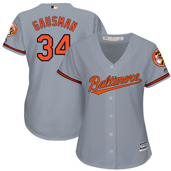 Women's Majestic Baltimore Orioles 34 Kevin Gausman Authentic Grey Road Cool Base MLB Jersey