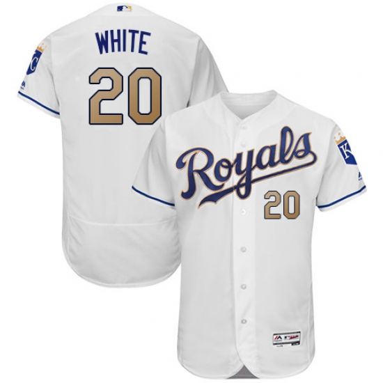 Men's Majestic Kansas City Royals 20 Frank White White Home Flex Base Authentic MLB Jersey
