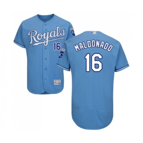 Men's Kansas City Royals 16 Martin Maldonado Light Blue Alternate Flex Base Authentic Collection Baseball Jersey