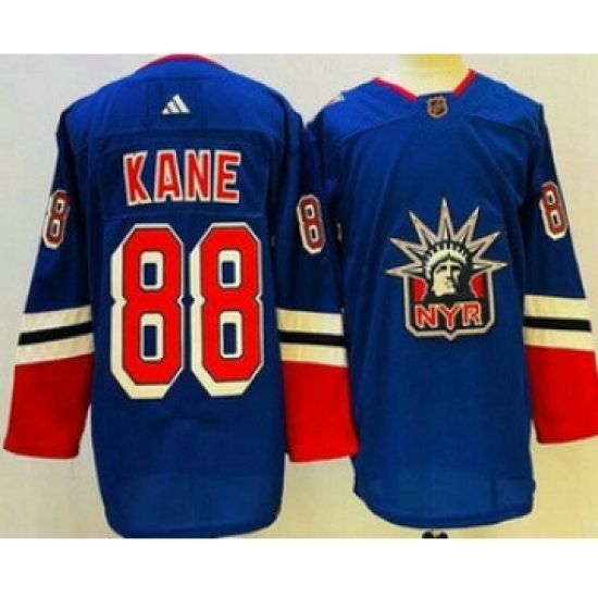 Men's New York Rangers 88 Patrick Kane Blue 2022 Reverse Retro Authentic Jersey