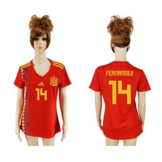 Women's Spain 14 Fernandez Red Home Soccer Country Jersey