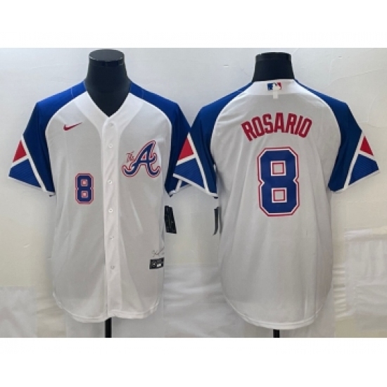 Men's Atlanta Braves 8 Eddie Rosario Number White 2023 City Connect Cool Base Stitched Jersey1