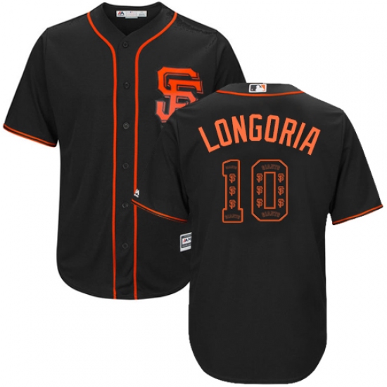 Men's Majestic San Francisco Giants 10 Evan Longoria Authentic Black Team Logo Fashion Cool Base MLB Jersey