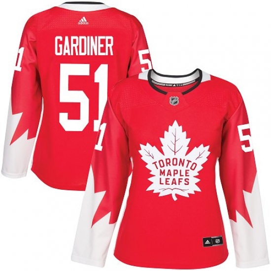 Women's Adidas Toronto Maple Leafs 51 Jake Gardiner Authentic Red Alternate NHL Jersey