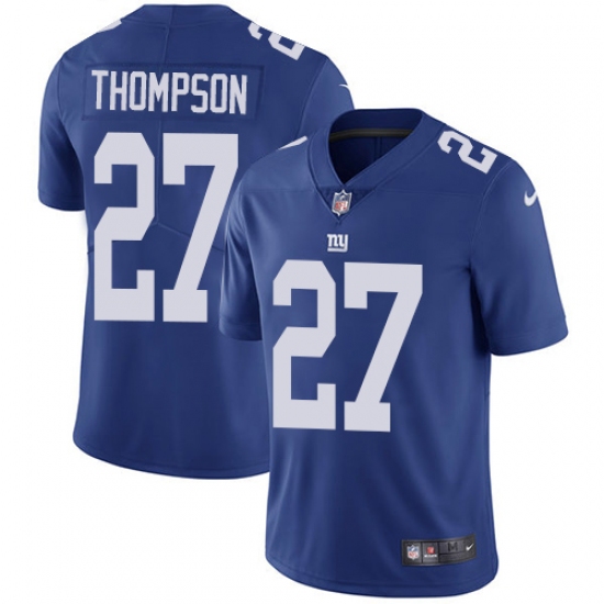 Youth Nike New York Giants 27 Darian Thompson Elite Royal Blue Team Color NFL Jersey