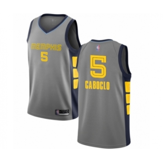 Youth Memphis Grizzlies 5 Bruno Caboclo Swingman Gray Basketball Jersey - City Edition