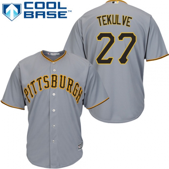Youth Majestic Pittsburgh Pirates 27 Kent Tekulve Authentic Grey Road Cool Base MLB Jersey