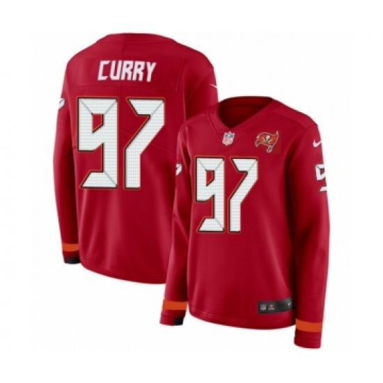 Women's Nike Tampa Bay Buccaneers 97 Vinny Curry Limited Red Therma Long Sleeve NFL Jersey