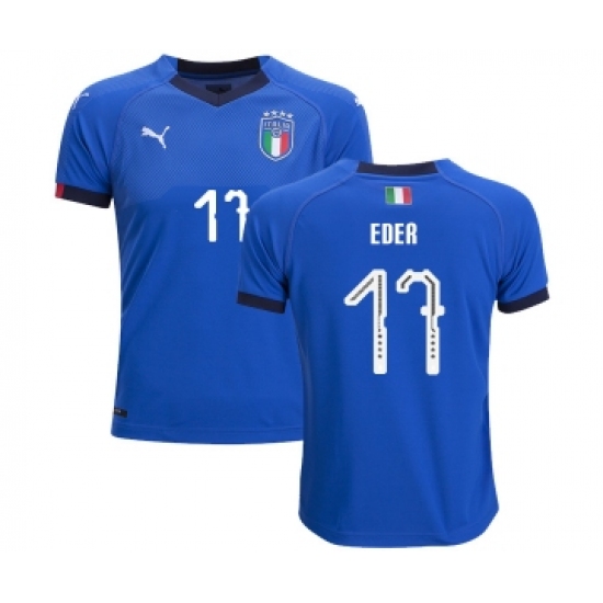 Italy 17 Eder Home Kid Soccer Country Jersey