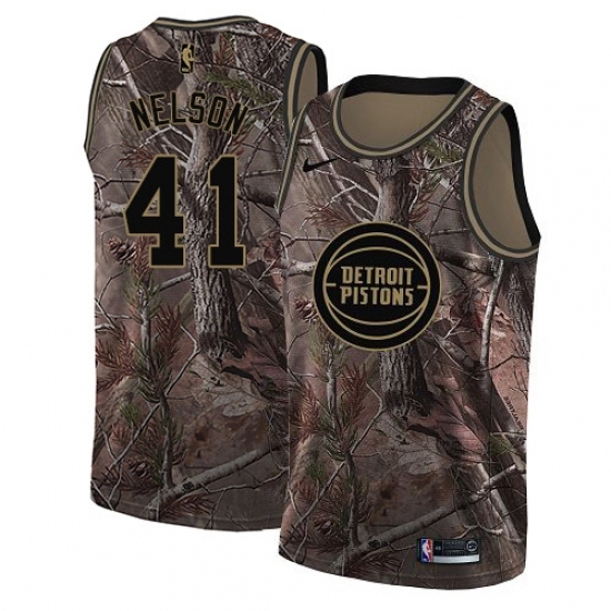 Youth Nike Detroit Pistons 41 Jameer Nelson Swingman Camo Realtree Collection NBA Jersey