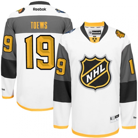 Men's Reebok Chicago Blackhawks 19 Jonathan Toews Premier White 2016 All Star NHL Jersey