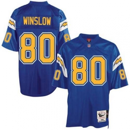 Mitchell And Ness Los Angeles Chargers 80 Kellen Winslow Electric Blue Authentic Throwback NFL Jersey