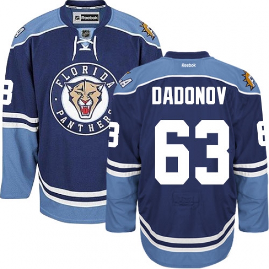 Men's Reebok Florida Panthers 63 Evgenii Dadonov Authentic Navy Blue Third NHL Jersey