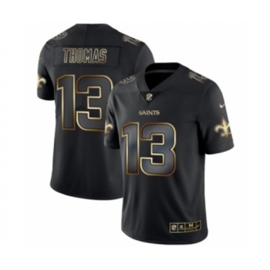 Men's New Orleans Saints 13 Michael Thomas Black Golden Edition 2019 Vapor Untouchable Limited Jersey