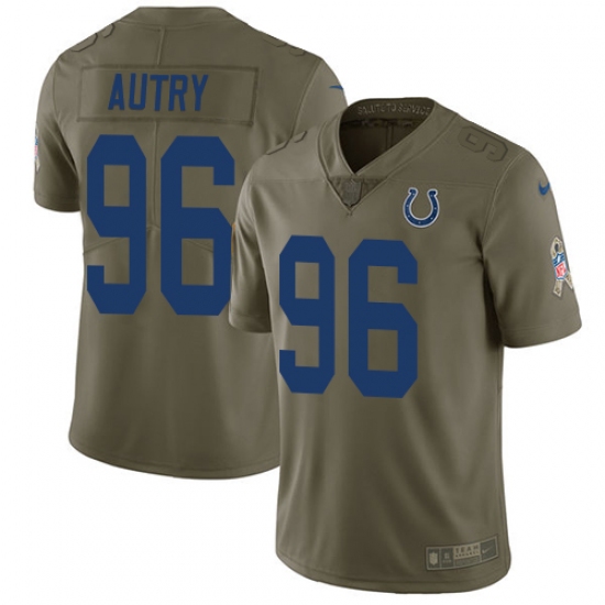 Men's Nike Indianapolis Colts 96 Denico Autry Limited Olive 2017 Salute to Service NFL Jersey
