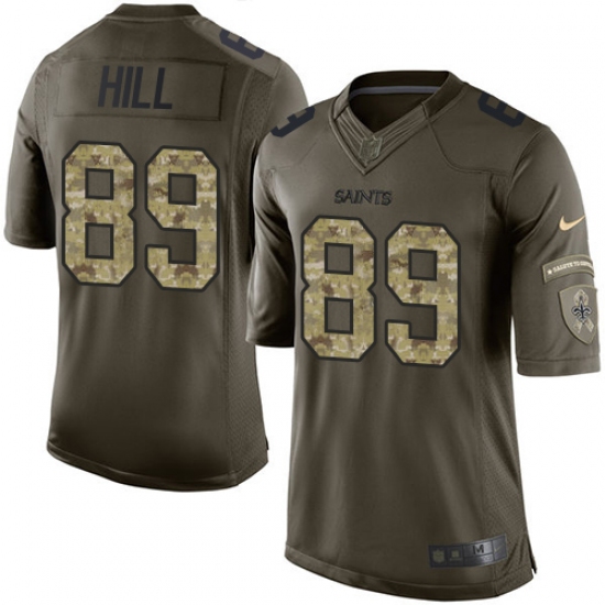 Men's Nike New Orleans Saints 89 Josh Hill Elite Green Salute to Service NFL Jersey