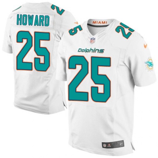 Men's Nike Miami Dolphins 25 Xavien Howard Elite White NFL Jersey