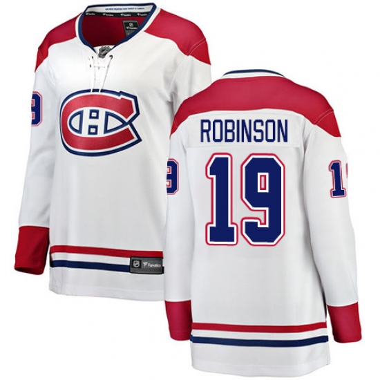 Women's Montreal Canadiens 19 Larry Robinson Authentic White Away Fanatics Branded Breakaway NHL Jersey