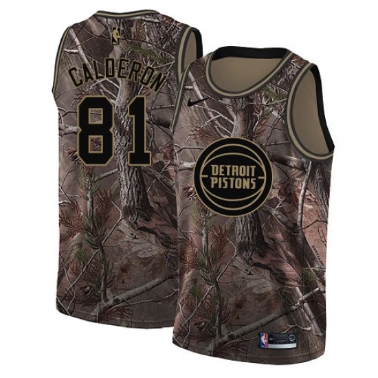 Men's Nike Detroit Pistons 81 Jose Calderon Swingman Camo Realtree Collection NBA Jersey