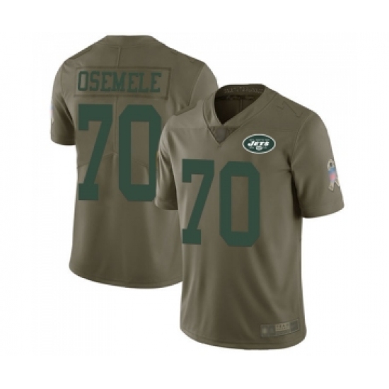 Men's New York Jets 70 Kelechi Osemele Limited Olive 2017 Salute to Service Football Jersey