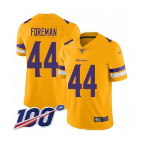 Men's Minnesota Vikings 44 Chuck Foreman Limited Gold Inverted Legend 100th Season Football Jersey