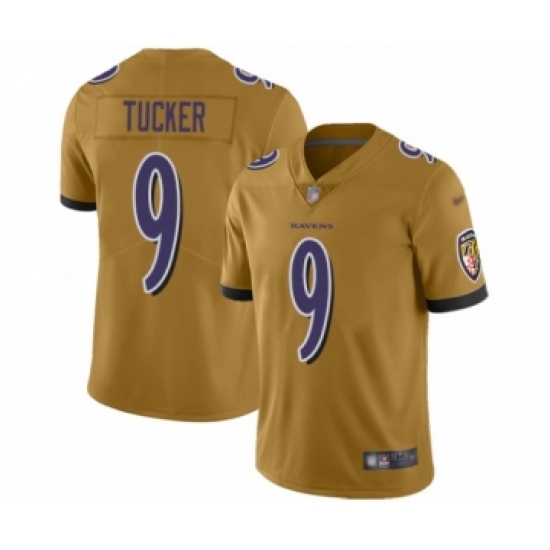 Youth Baltimore Ravens 9 Justin Tucker Limited Gold Inverted Legend Football Jersey