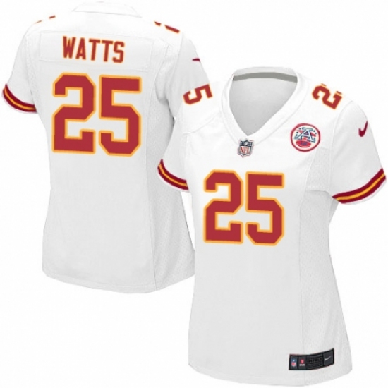 Women's Nike Kansas City Chiefs 25 Armani Watts Game White NFL Jersey