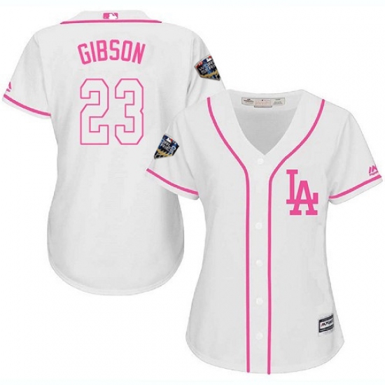 Women's Majestic Los Angeles Dodgers 23 Kirk Gibson Authentic White Fashion Cool Base 2018 World Series MLB Jersey